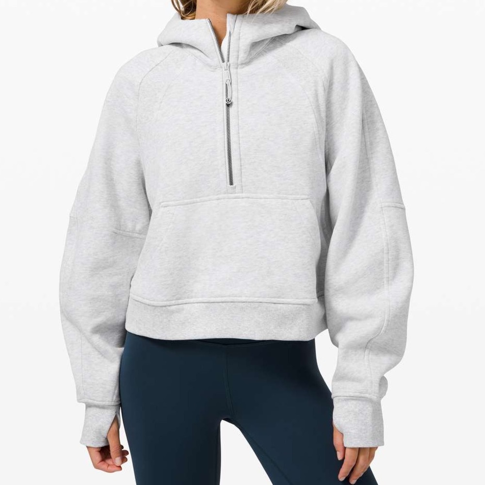 Lululemon Scuba Cropped Oversized Half Zip in Heathered Core Ultra Light Grey